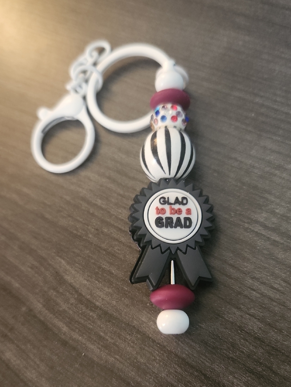 Graduation Ribbon Beaded Keychain